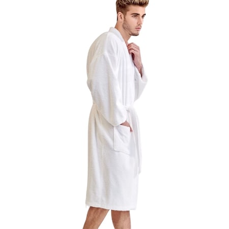 Towelsoft Unisex Men's Terry White Bathrobe One Size RM-MEN-TRY-WE-OS